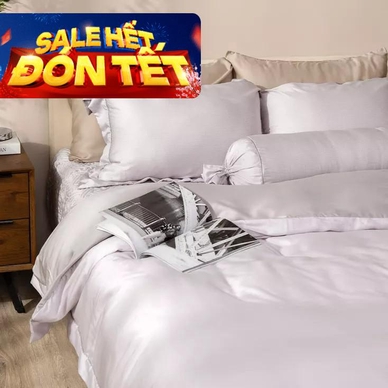 Bộ chăn ga chun chần lụa tencel cao cấp Amando Élan 5 chi tiết màu xám - Thumbnail