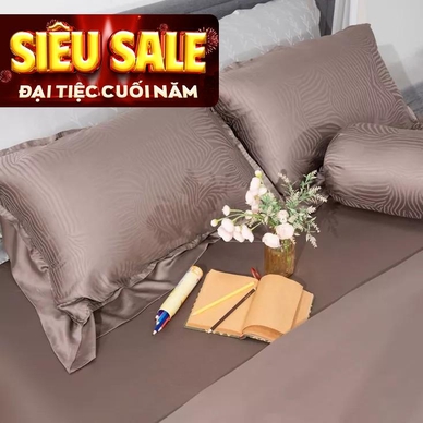 Bộ chăn ga Lụa tencel cao cấp Amando Lagom 5 chi tiết Màu Nâu - Thumbnail