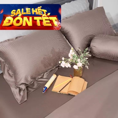 Bộ chăn ga Lụa tencel cao cấp Amando Lagom 5 chi tiết Màu Nâu - Thumbnail