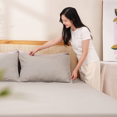Bộ ga chun polyester gấm Amando Ellie đơn sắc 4 chi tiết Màu Xám - Thumbnail