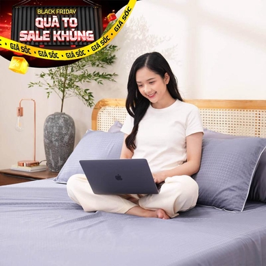 Bộ ga chun polyester gấm Amando Ellie đơn sắc 4 chi tiết Màu Xanh dương - Thumbnail
