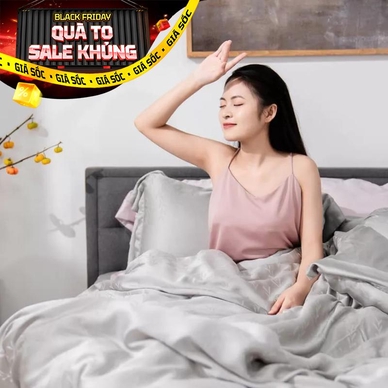 Bộ chăn ga Lụa tencel cao cấp Amando Lagom 5 chi tiết Màu Xám - Thumbnail