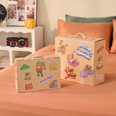 Hộp quà Goodnight Box phiên bản linh vật: Bộ ga chun cao cấp tencel Goodnight Airsilk - Thumbnail