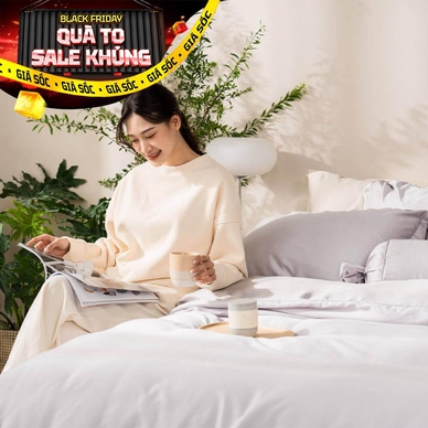 Bộ chăn ga phủ chần lụa tencel cao cấp Amando Élan 5 chi tiết màu xám - Thumbnail