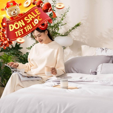 Bộ chăn ga phủ chần lụa tencel cao cấp Amando Élan 5 chi tiết màu xám - Thumbnail