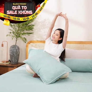 Bộ ga chun polyester gấm Amando Ellie đơn sắc 4 chi tiết Màu Xanh ngọc - Thumbnail