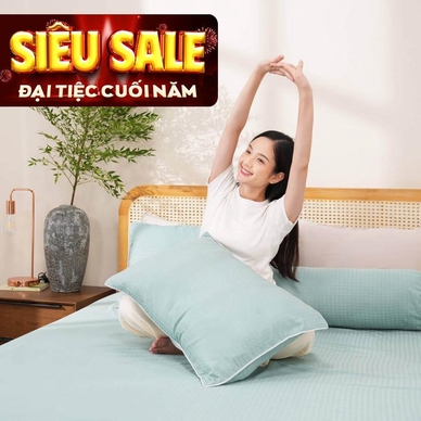 Bộ ga chun polyester gấm Amando Ellie đơn sắc 4 chi tiết Màu Xanh ngọc - Thumbnail