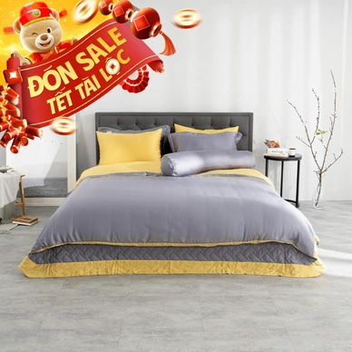Bộ chăn ga phủ Amando Confident 7 chi tiết màu ghi xám - Ảnh 2