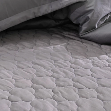 Bộ ga chun chăn chần Amando thêu cotton satin màu xám - Ảnh 6