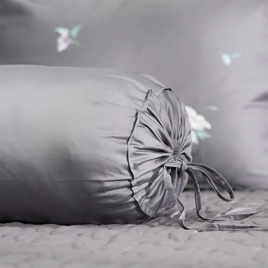 Bộ ga chun chăn chần Amando thêu cotton satin màu xám - Ảnh 9