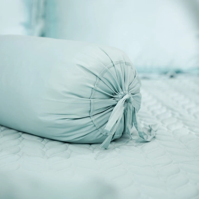 Bộ ga chun chăn chần Amando thêu cotton satin màu xanh lá - Ảnh 8