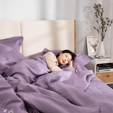 Bộ ga phủ chăn chần Amando thêu cotton satin màu tím - Ảnh 9