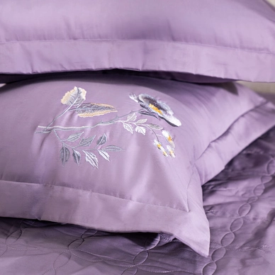 Bộ ga phủ chăn chần Amando thêu cotton satin màu tím - Ảnh 8