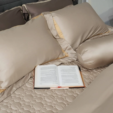 Bộ chăn ga phủ Lụa tencel cao cấp Amando Confident 5 chi tiết Màu Kem - Ảnh 3