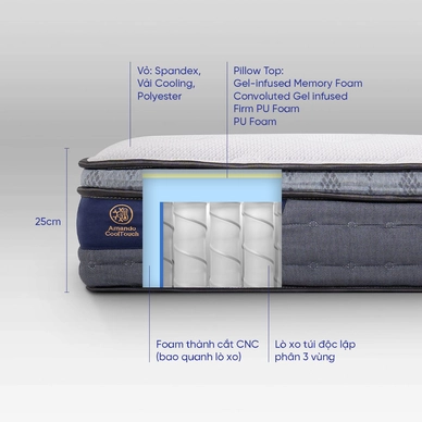 Nệm lò xo túi độc lập Amando Elite Plus giảm tiếng ồn dày 25cm - Ảnh 12