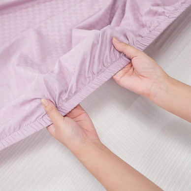 Bộ ga chun polyester gấm Amando Ellie đơn sắc 4 chi tiết Màu Tím - Ảnh 8