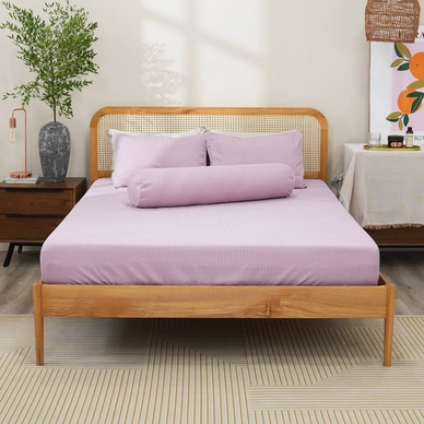 Bộ ga chun polyester gấm Amando Ellie đơn sắc 4 chi tiết Màu Tím - Ảnh 6