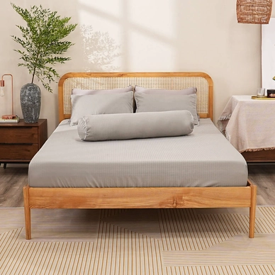 Bộ ga chun polyester gấm Amando Ellie đơn sắc 4 chi tiết Màu Xám - Ảnh 6