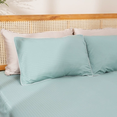 Bộ ga chun polyester gấm Amando Ellie đơn sắc 4 chi tiết Màu Xanh ngọc - Ảnh 7