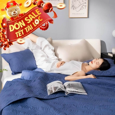 Bộ chăn chần, vỏ gối Microfiber mềm mại, kháng khuẩn Amando Luna 3 chi tiết - Ảnh 2