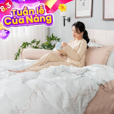 Bộ chăn ga phủ sợi gỗ thiên nhiên Amando Jamila 5 chi tiết LC001 - Thumbnail