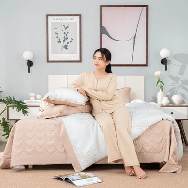 Bộ chăn ga phủ sợi gỗ thiên nhiên Amando Jamila 5 chi tiết LC001 - Ảnh 13