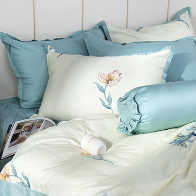 Bộ chăn ga phủ sợi gỗ thiên nhiên Amando Jamila 5 chi tiết LC002 - Ảnh 3