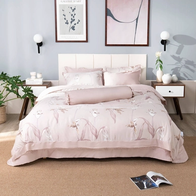 Bộ chăn ga phủ sợi gỗ thiên nhiên Amando Jamila 5 chi tiết LC003 - Ảnh 4