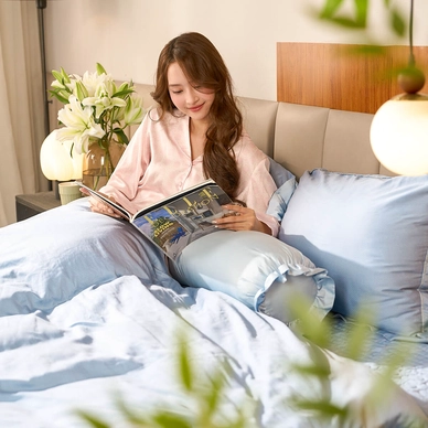 Bộ chăn ga phủ chần lụa tencel cao cấp Amando Élan 5 chi tiết (TC001 và TC005) - Ảnh 18