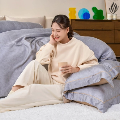 Bộ chăn ga phủ chần Lụa Tencel cao cấp Amando Élan 5 chi tiết TC003 - Ảnh 9