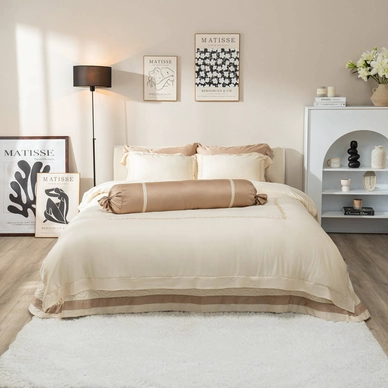 Bộ chăn ga lụa tencel cao cấp Amando Soulmate 7 chi tiết màu kem - Ảnh 8