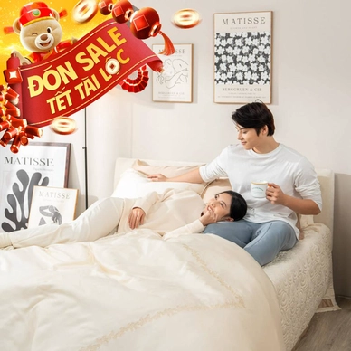 Bộ chăn ga lụa tencel cao cấp Amando Soulmate 7 chi tiết màu kem - Ảnh 2