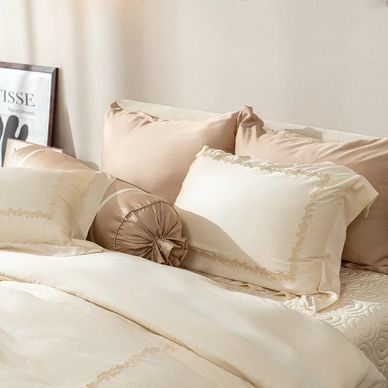 Bộ chăn ga lụa tencel cao cấp Amando Soulmate 7 chi tiết màu kem - Ảnh 11