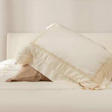 Bộ chăn ga lụa tencel cao cấp Amando Soulmate 7 chi tiết màu kem - Ảnh 12