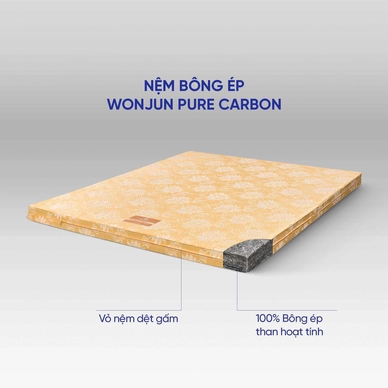 Nệm bông ép Wonjun Pure Carbon kháng khuẩn ưu việt dày 10cm gấp 2 - Ảnh 10