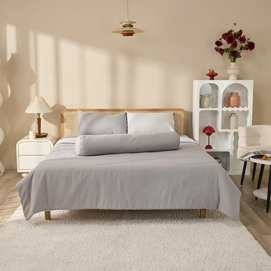 Bộ ga chun tencel Amando Celia 5 chi tiết màu trơn tinh tế - Ảnh 10