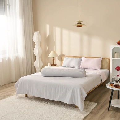 Bộ ga chun tencel Amando Celia 5 chi tiết màu trơn tinh tế - Ảnh 15