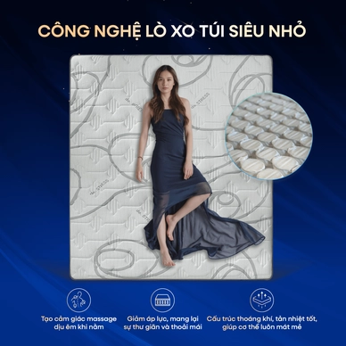 Nệm lò xo Dunlopillo de.Stress Release túi độc lập phân 5 vùng nâng đỡ chuyên sâu - Ảnh 7
