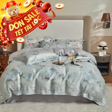 Bộ ga chun Lụa tencel cao cấp Amando Bliss 4 chi tiết mã TC008 - Thumbnail