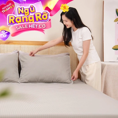 Bộ ga chun polyester gấm Amando Ellie đơn sắc 4 chi tiết Màu Xám - Thumbnail