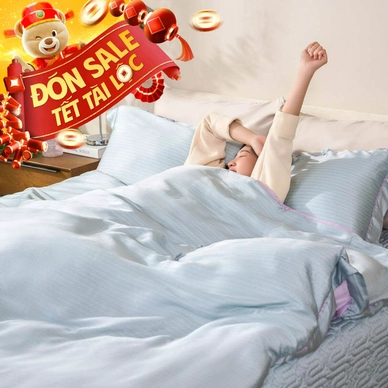 Bộ chăn ga chun chần Lụa Tencel cao cấp Amando Élan 5 chi tiết TC004 - Thumbnail