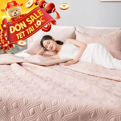 Bộ chăn chần, vỏ gối Microfiber mềm mại, kháng khuẩn Amando Luna 3 chi tiết - Thumbnail