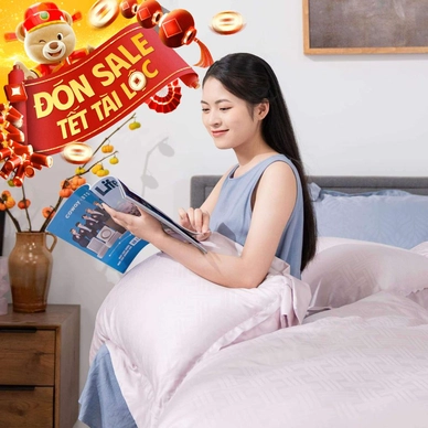 Bộ chăn ga Lụa tencel cao cấp Amando Lagom 5 chi tiết Màu Tím - Thumbnail