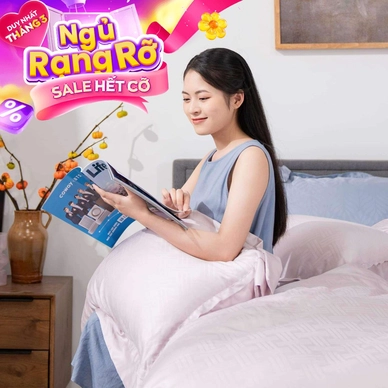 Bộ chăn ga Lụa tencel cao cấp Amando Lagom 5 chi tiết Màu Tím - Thumbnail