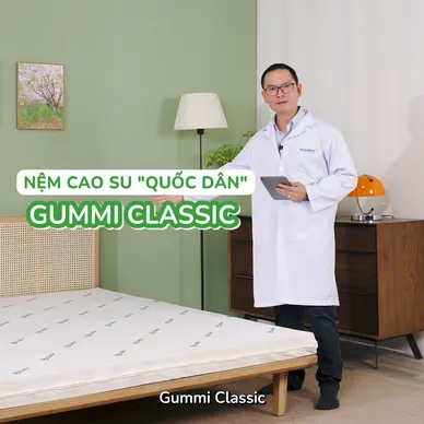 (Quà 8 món) Nệm cao su thiên nhiên Gummi Classic thế hệ mới dày 5/10/15cm - Video