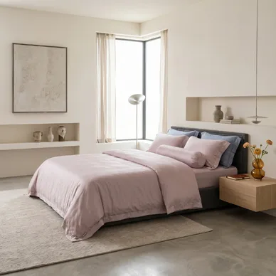 Bộ chăn ga Lụa tencel cao cấp Amando Lagom 5 chi tiết Màu Tím - Video