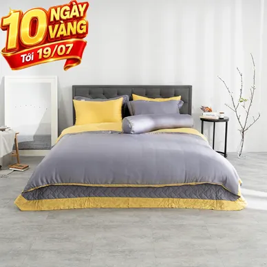 Bộ chăn ga phủ Amando Confident 7 chi tiết màu ghi xám - Ảnh 2