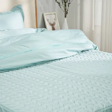 Bộ ga chun chăn chần Amando thêu cotton satin màu xanh lá - Ảnh 6