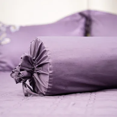 Bộ ga phủ chăn chần Amando thêu cotton satin màu tím - Ảnh 6