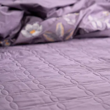 Bộ ga phủ chăn chần Amando thêu cotton satin màu tím - Ảnh 4